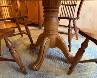 Oak Pedestal Dining Table with Four SpindleBack Chairs fourth image