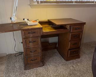 Vintage MidCentury Modern Style Sewing or Craft Desk with FoldOut Extension