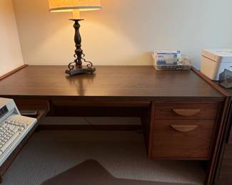 MidCentury Modern Walnut LShaped Desk with Integrated Typewriter Stand second image