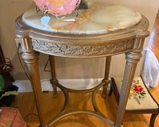 Marble top round parlor table