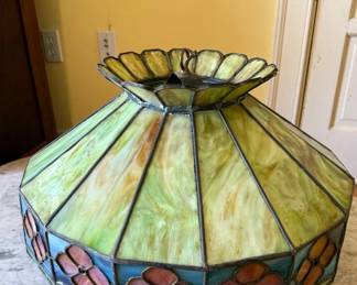 Art Nouveau-style stained glass swag pendant light