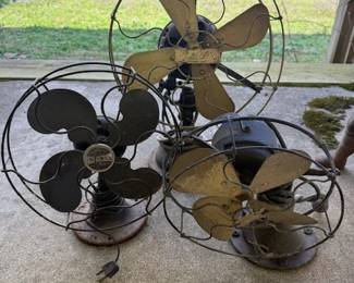 Vintage fans (2 with brass blades)