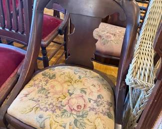 Vintage chair with needlepoint upholstery 