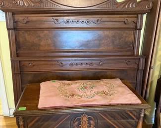 Antique full bed with rails