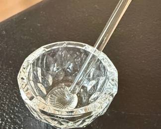 Glass salt cellar with small spoon 