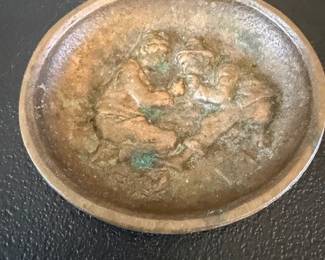 Vintage solid cast brass pin tray 