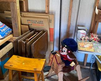 Rocking horse, stool, side tables