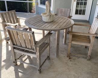 Rustic wood patio set