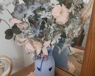 Artificial Flower Arrangement in Heart-Cutout Jar with Pastel Blooms