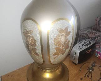 Vintage Silver and Gold Floral Urn Table Lamp qty. 2