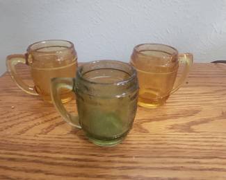 Vintage Glass Mini Beer Steins / Shot Glasses
