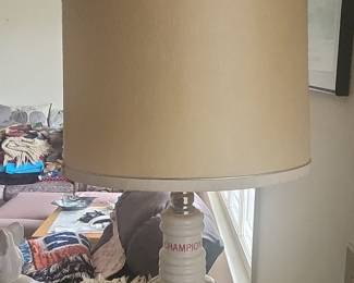 Vintage Champion Spark Plug Ceramic Table Lamp