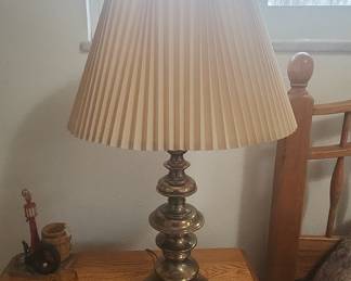 Vintage Stiffel Brass Table Lamp with Pleated Shade