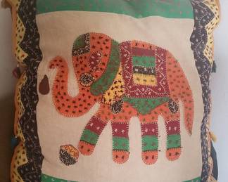 Handmade Appliqué Patchwork Elephant Cushion Cover