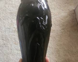 Art Nouveau Tiffin Black Glass Iris Vase