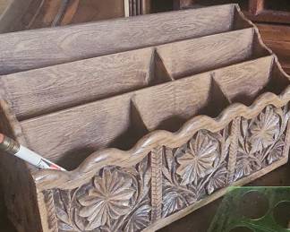 Anglo Indian Hand-Carved Wood Letter Sorter