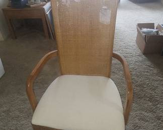 Vintage Thomasville Cane Back Dining Arm Chair and dining table (qty 4 chairs)