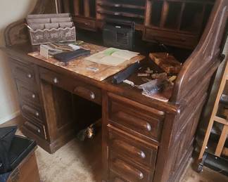 Vintage Oak  Roll-Top Desk