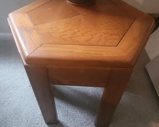 Oak Hexagonal Accent Table