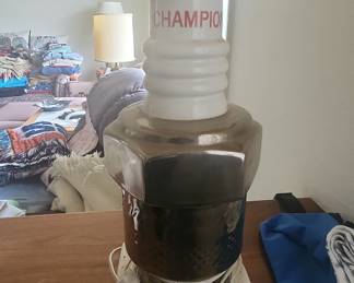 Vintage Champion Spark Plug Ceramic Table Lamp