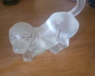 Fenton Frosted Crystal Dachshund Figurine