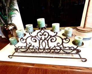 Large iron fireplace candleholder