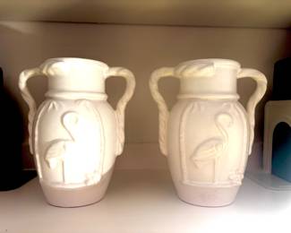 Pair of McCoy flamingo vases