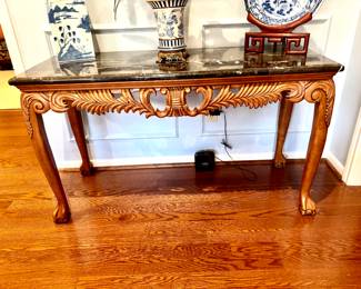 Stunning Italian carved console with marble top