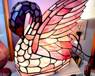 Stained glass swan lamp