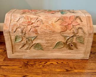 Carved lidded blanket chest