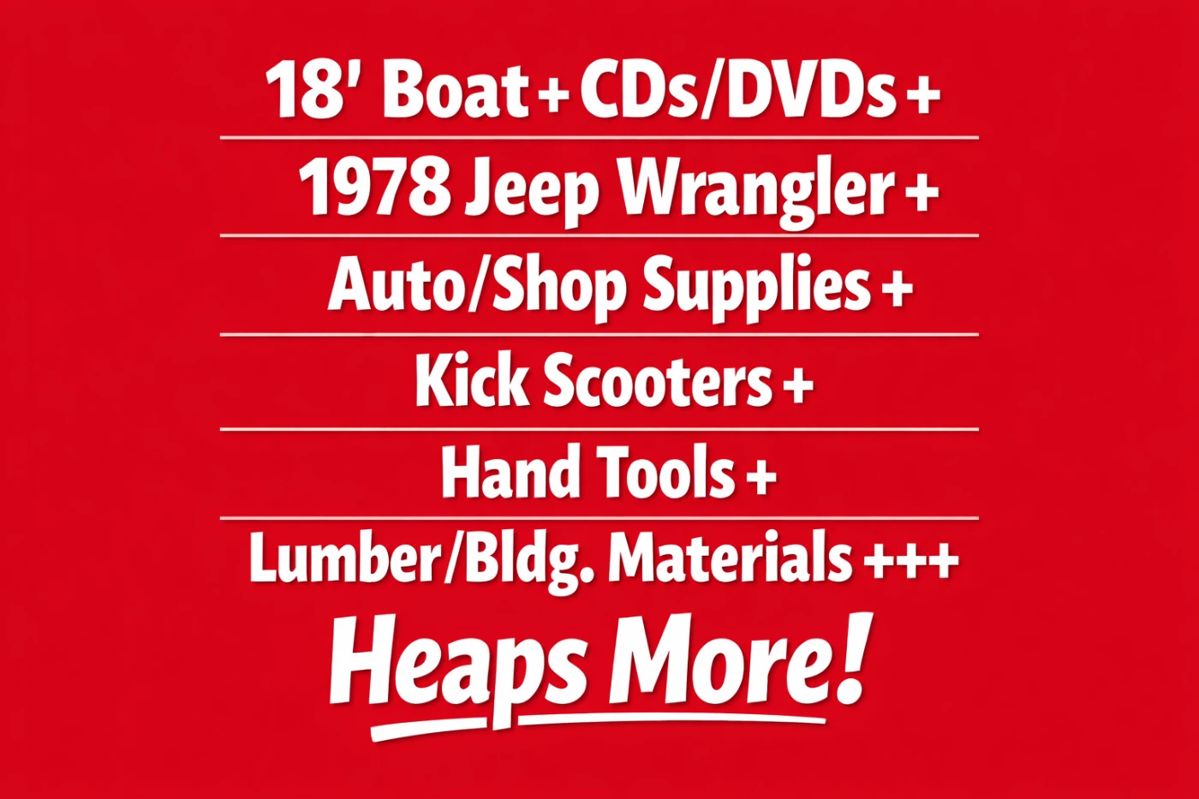 Loaded+++: Boat+ Jeep+ Tools+ Lumber+ Shed