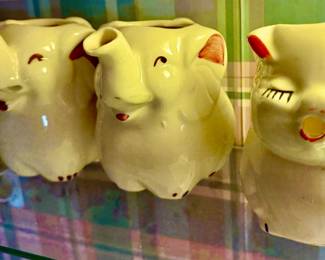Vintage Shawnee Pottery Pig Creamer and Elephant Creamers