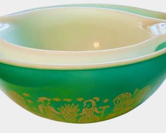 Vintage Pyrex Amish Butterprint Cinderella Mixing Bowl Set Of 2 Aqua White