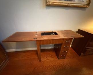 Antique fold-out sewing table