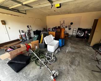 large cooler, furniture, yard supplies