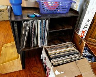 Tons of records/vinyls and record cabinet