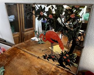 Vintage flamingo mirror