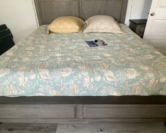 King size coastal style panel bed.  Sleep number mattress