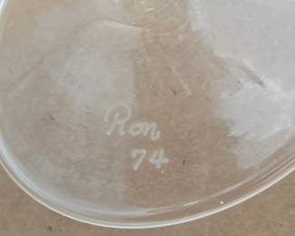 Glass Vases w/ Birds SIGNED RON Lot 110a