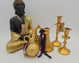 Gold Toned Decor & Resin Buddha Lot 11