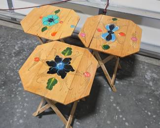 3 Hand Painted Tables Lot 81
