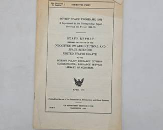 Soviet Space Programs 1971 Supplement Lot 105a