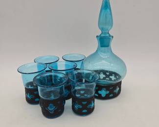 Handblown Decanter Set Lot 117
