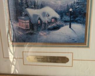 Thomas Kinkade Peaceful Christmas Triptych Art Print second image