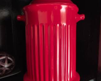 Red Ceramic Compost Keeper with Lid