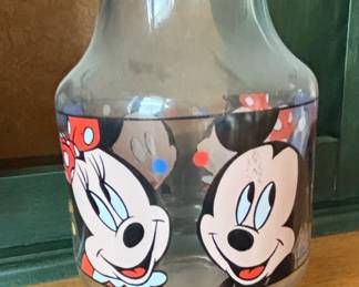 Anchor Hocking Mickey, Minnie Donald Glass Carafe