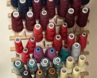 Assorted Spools of Thread and Sewing Notions with Thread Racks second image