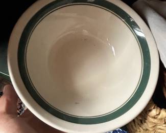 Restaurant Ware Stoneware Bowl with Green Band