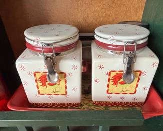 MSRF Inc Porcelain Rooster Kitchen Canister Set