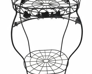 Ornate Wrought Iron Plant Stand with Vine and Leaf Motifs